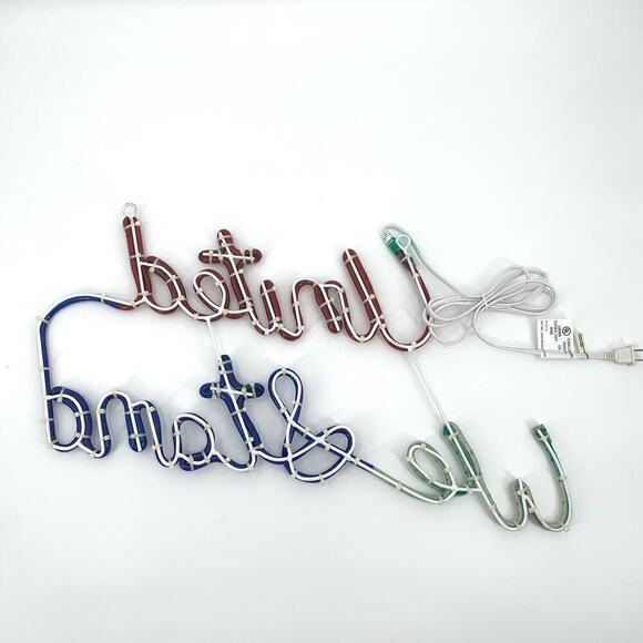 RARE! VTG 2002 Patriotic Rope Light Sculpture “United We Stand” New Open Box - Picture 6 of 13